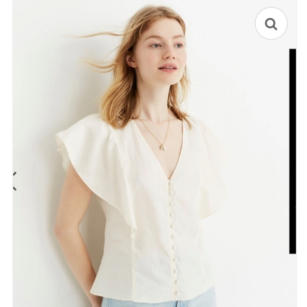 Madewell Cream Linen Blouse